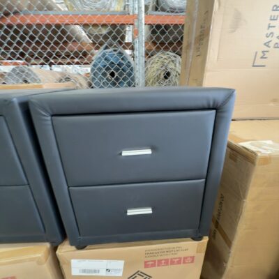 EX SHOWROOM - EMPIRE BLACK PU BEDSIDE TABLE