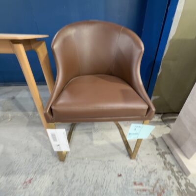EX SHOWROOM - EPSOM TAN PU DINING CHAIR ON GOLD FRAME EX SHOWROOM - EPSOM TAN PU DINING CHAIR ON GOLD FRAME
