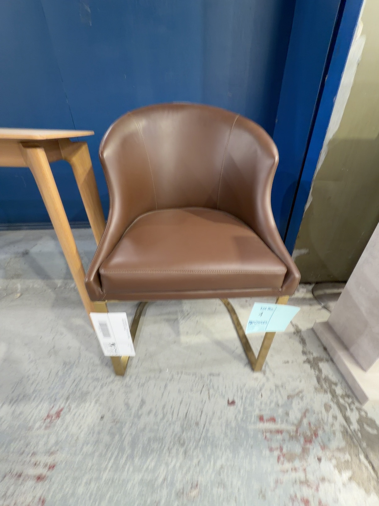 EX SHOWROOM - EPSOM TAN PU DINING CHAIR ON GOLD FRAME EX SHOWROOM - EPSOM TAN PU DINING CHAIR ON GOLD FRAME