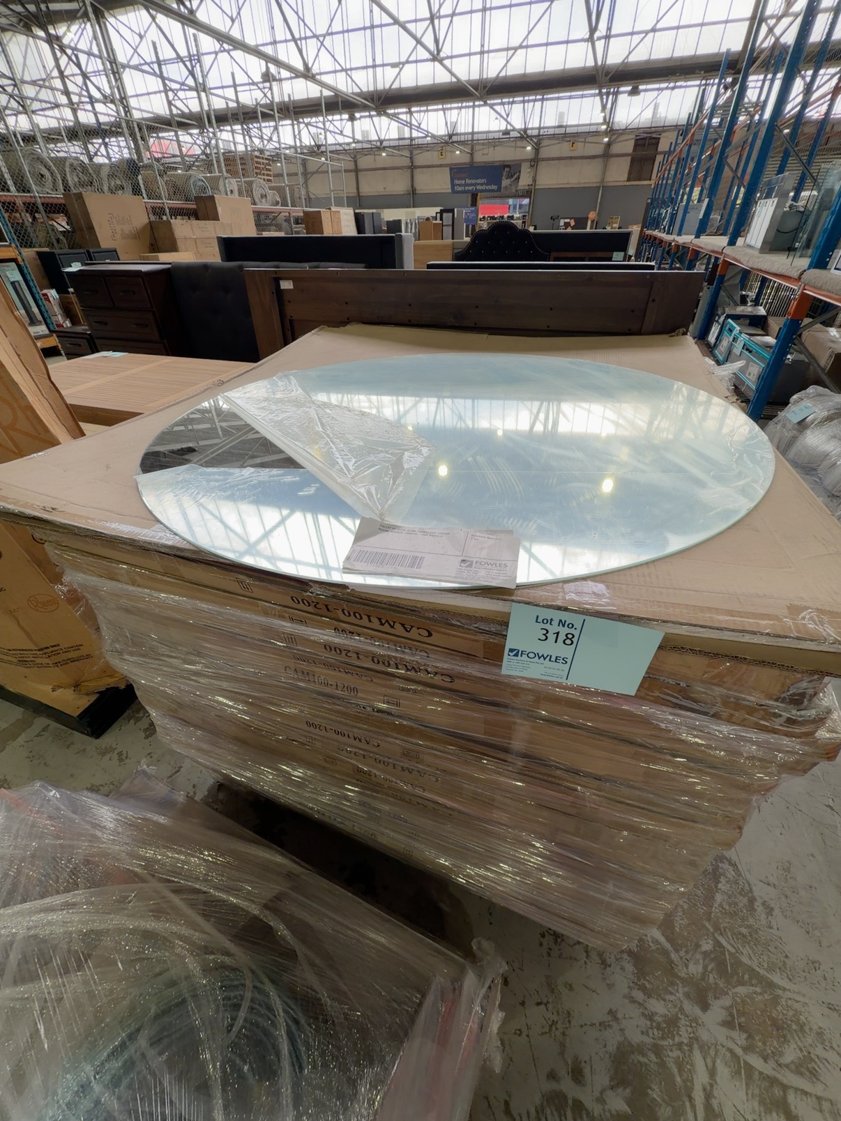 PALLET OF AULIC ALINA FRAMELESS 1200MM ROUND MIRROR, CAM100-1200 RRP$410 PALLET OF AULIC ALINA FRAMELESS 1200MM ROUND MIRROR, CAM100-1200 RRP$410