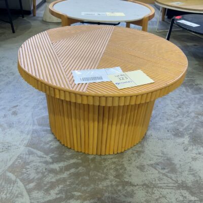 EX HIRE ROUND CANE COFFEE TABLE, SOLD AS IS EX HIRE ROUND CANE COFFEE TABLE, SOLD AS IS