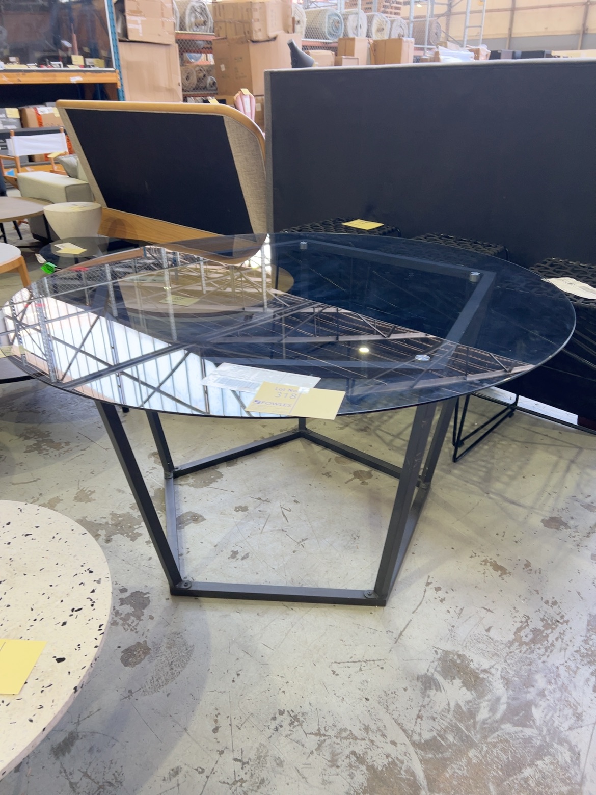 EX HIRE 1400MM ROUND GLASS DINING TABLE SOLD AS IS EX HIRE 1400MM ROUND GLASS DINING TABLE SOLD AS IS