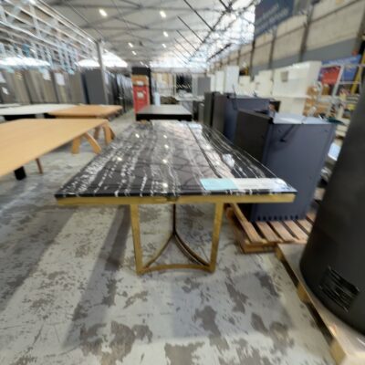 EX SHOWROOM - ARIZONA DINING TABLE 2000MM X 1000MM WITH GOLD FRAME EX SHOWROOM - ARIZONA DINING TABLE 2000MM X 1000MM WITH GOLD FRAME