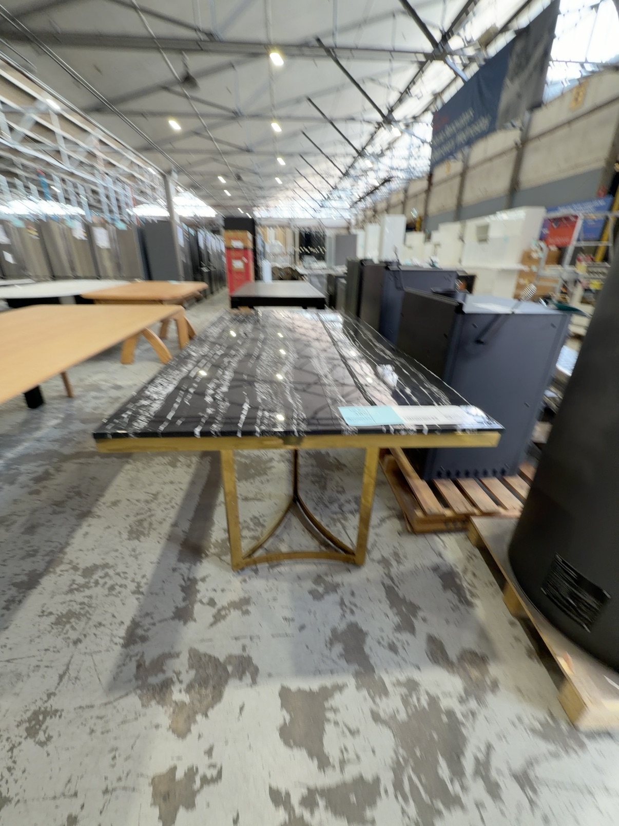 EX SHOWROOM - ARIZONA DINING TABLE 2000MM X 1000MM WITH GOLD FRAME EX SHOWROOM - ARIZONA DINING TABLE 2000MM X 1000MM WITH GOLD FRAME