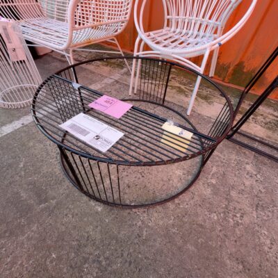 EX STAGING - BLACK METAL COFFEE TABLE FRAME, NO TOP SOLD AS IS EX STAGING - BLACK METAL COFFEE TABLE FRAME, NO TOP SOLD AS IS