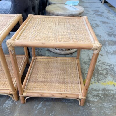 EX STAGING - SQUARE RATTAN SIDE TABLE SOLD AS IS EX STAGING - SQUARE RATTAN SIDE TABLE SOLD AS IS