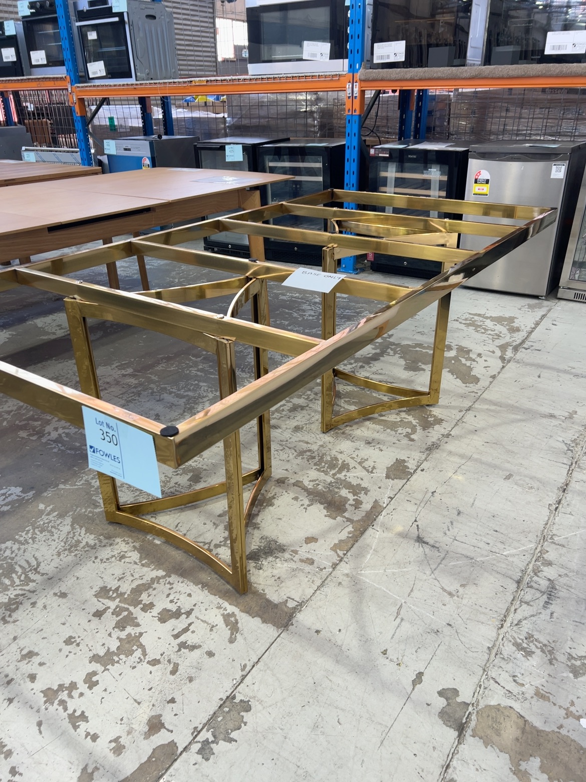 NEW GOLD FRAMED DINING TABLE BASE FRAME ONLY, SOLD AS IS NEW GOLD FRAMED DINING TABLE BASE FRAME ONLY, SOLD AS IS