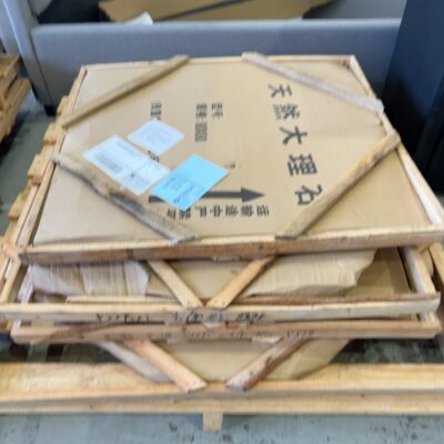 PALLET OF ASSORTED MARBLE TOPS FOR VARIOUS FURNITURE, SOLD AS IS