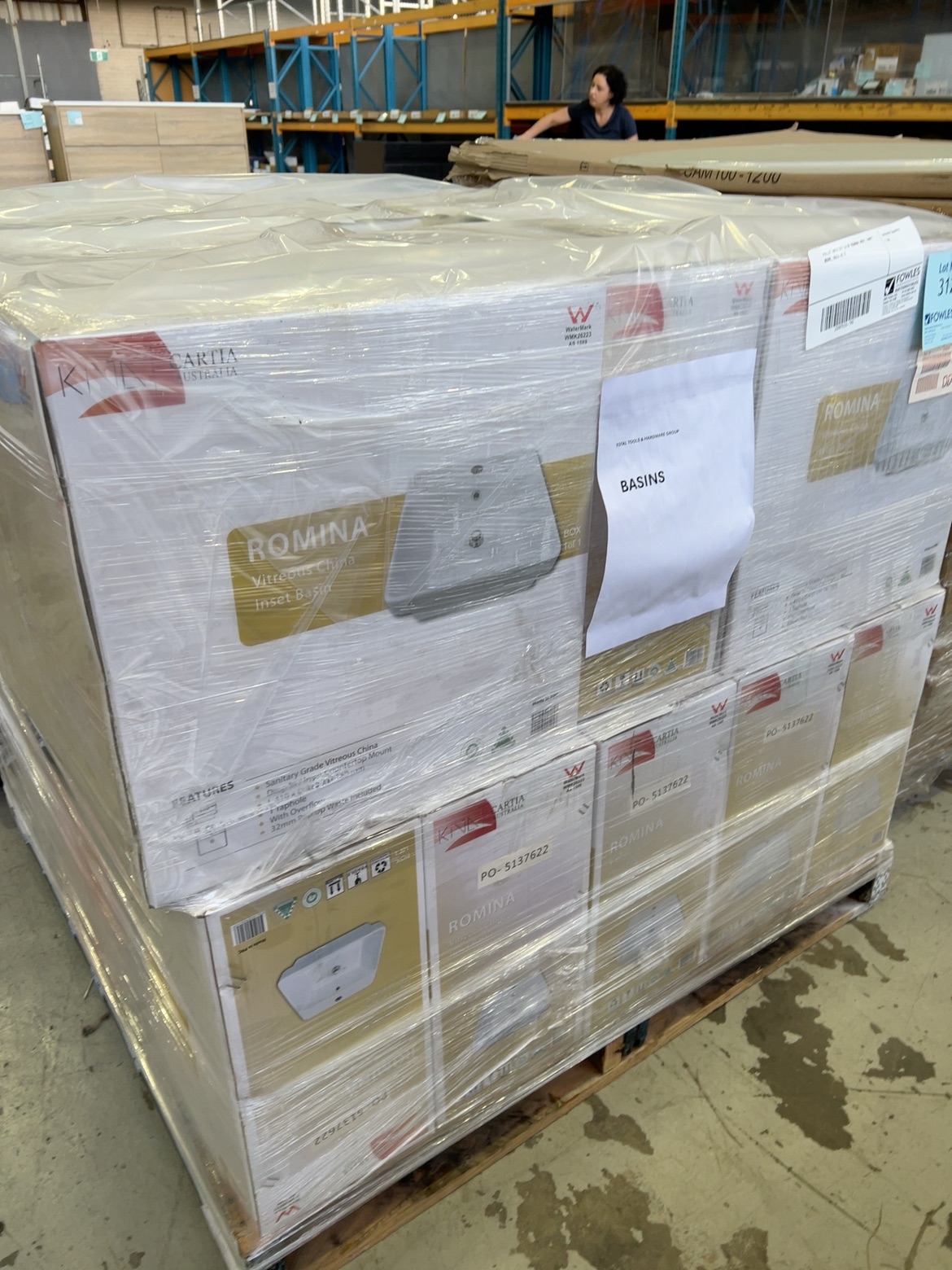 PALLET WITH QTY 24 OF ROMINA INSET VANITY BOWL, SOLD AS IS PALLET WITH QTY 24 OF ROMINA INSET VANITY BOWL, SOLD AS IS