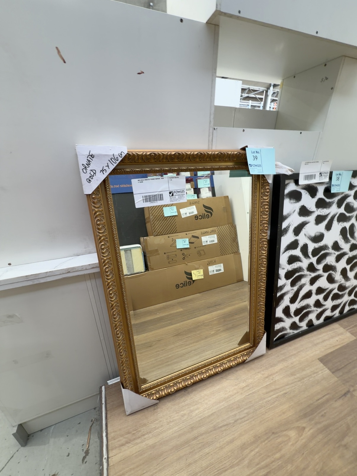 NEW GOLD ORNATED FRAMED MIRROR, 75CM X 106CM NEW GOLD ORNATED FRAMED MIRROR, 75CM X 106CM