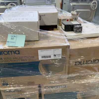 PALLET OF ASSORTED BRAND TOILET PANS, SOLD AS IS
