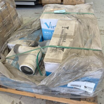 PALLET WITH 2 X VIRTUE TOILET SUITES, SOLD AS IS