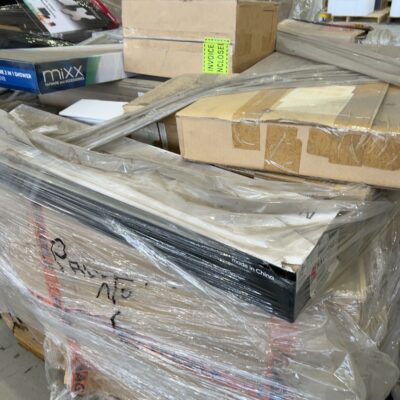 PALLET OF ASSORTED TAPWARE, SHOWER RAILS, DOOR HARDWARE, TOWEL LADDERS ETC SOLD AS IS