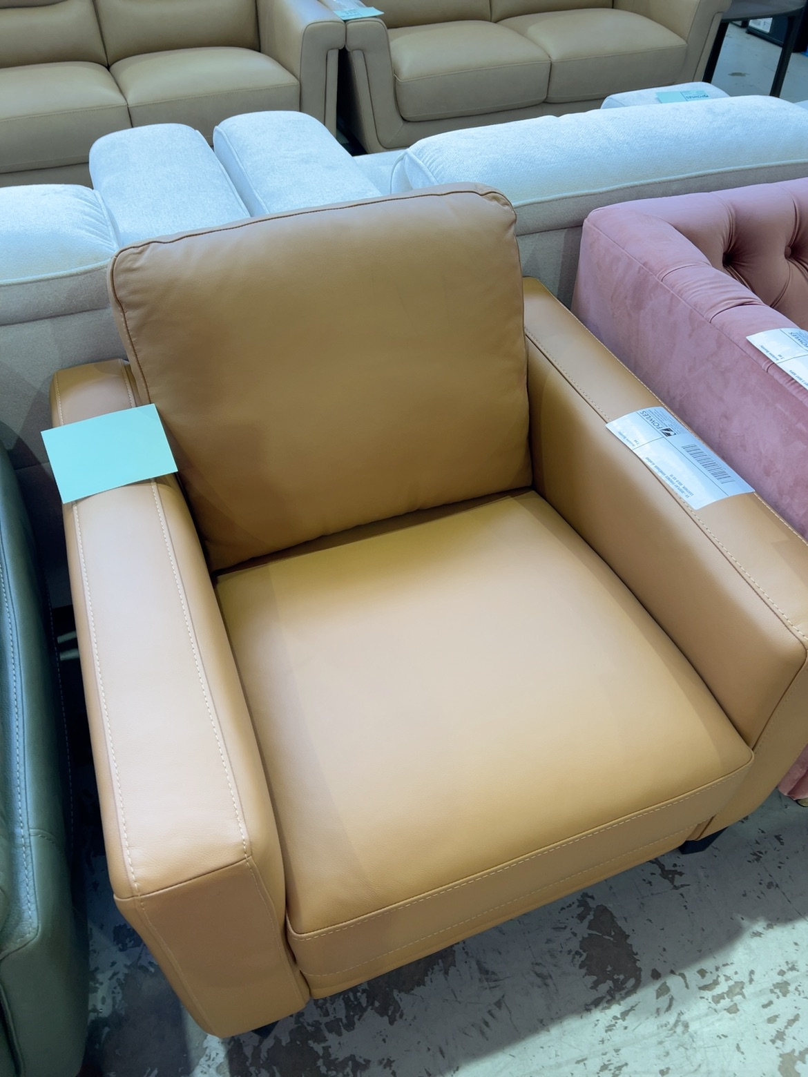 EX-DISPLAY FIRENZE ARMCHAIR ALMOND LEATHER, SOLD AS IS EX-DISPLAY FIRENZE ARMCHAIR ALMOND LEATHER, SOLD AS IS
