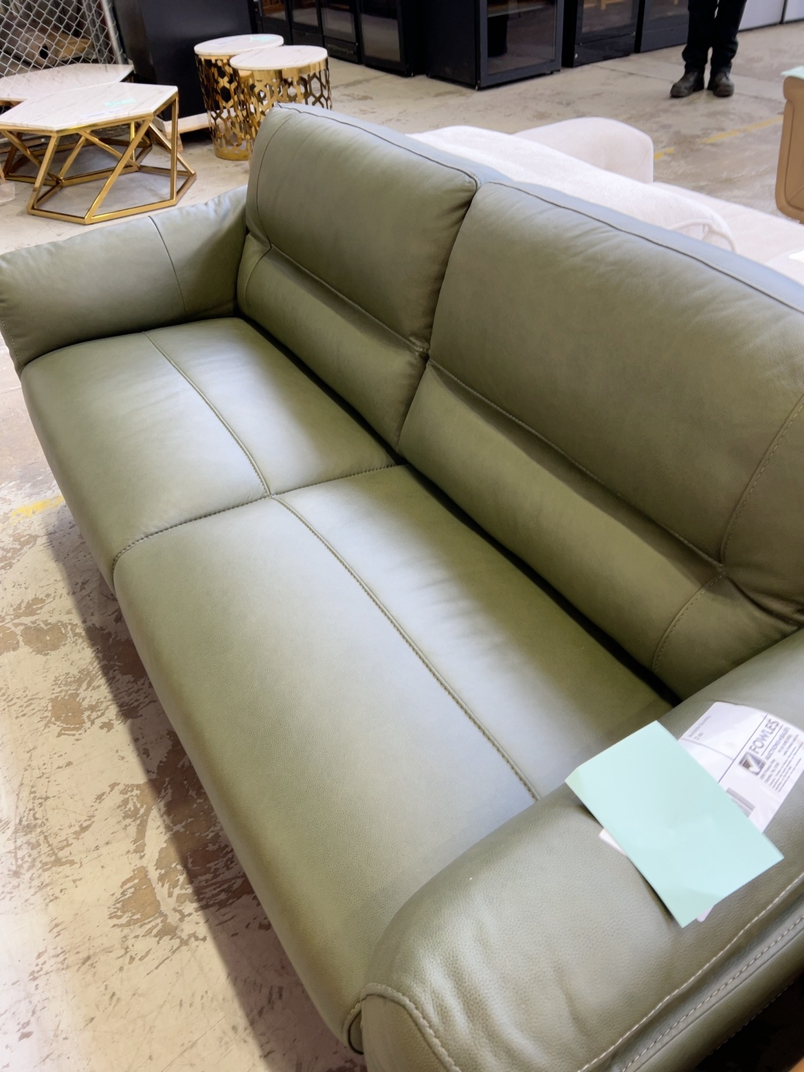 EX-DISPLAY LOREO 3 SEATER SOKA VERDE LEATHER, SOLD AS IS EX-DISPLAY LOREO 3 SEATER SOKA VERDE LEATHER, SOLD AS IS
