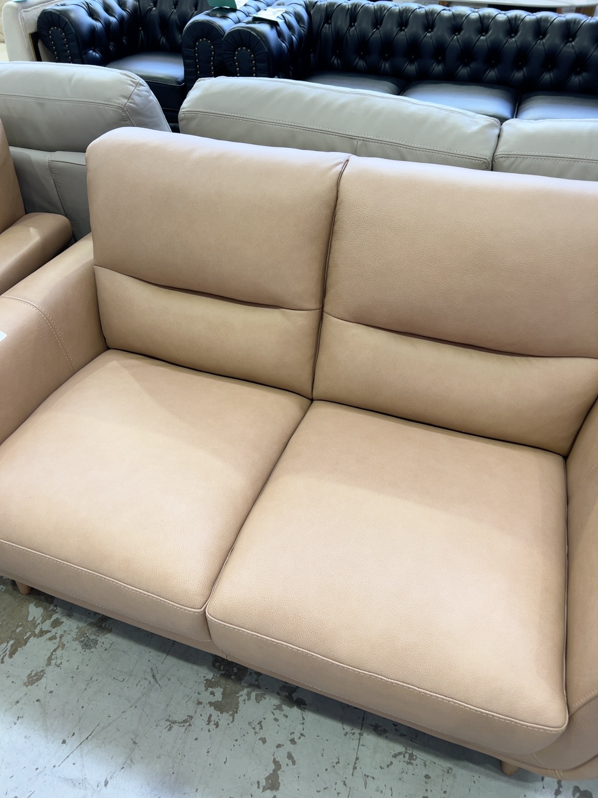 EX-DISPLAY ROSA 2 SEATER SOFA DUNE LEATHER, SOLD AS IS EX-DISPLAY ROSA 2 SEATER SOFA DUNE LEATHER, SOLD AS IS