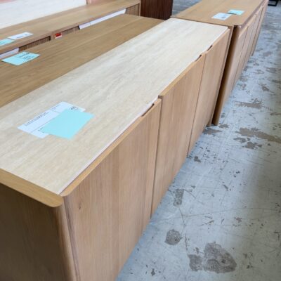 EX-DISPLAY STELLA 1800MM BUFFET OAK NATURAL WITH TRAVERTINE TOP, SOLD AS IS EX-DISPLAY STELLA 1800MM BUFFET OAK NATURAL WITH TRAVERTINE TOP, SOLD AS IS