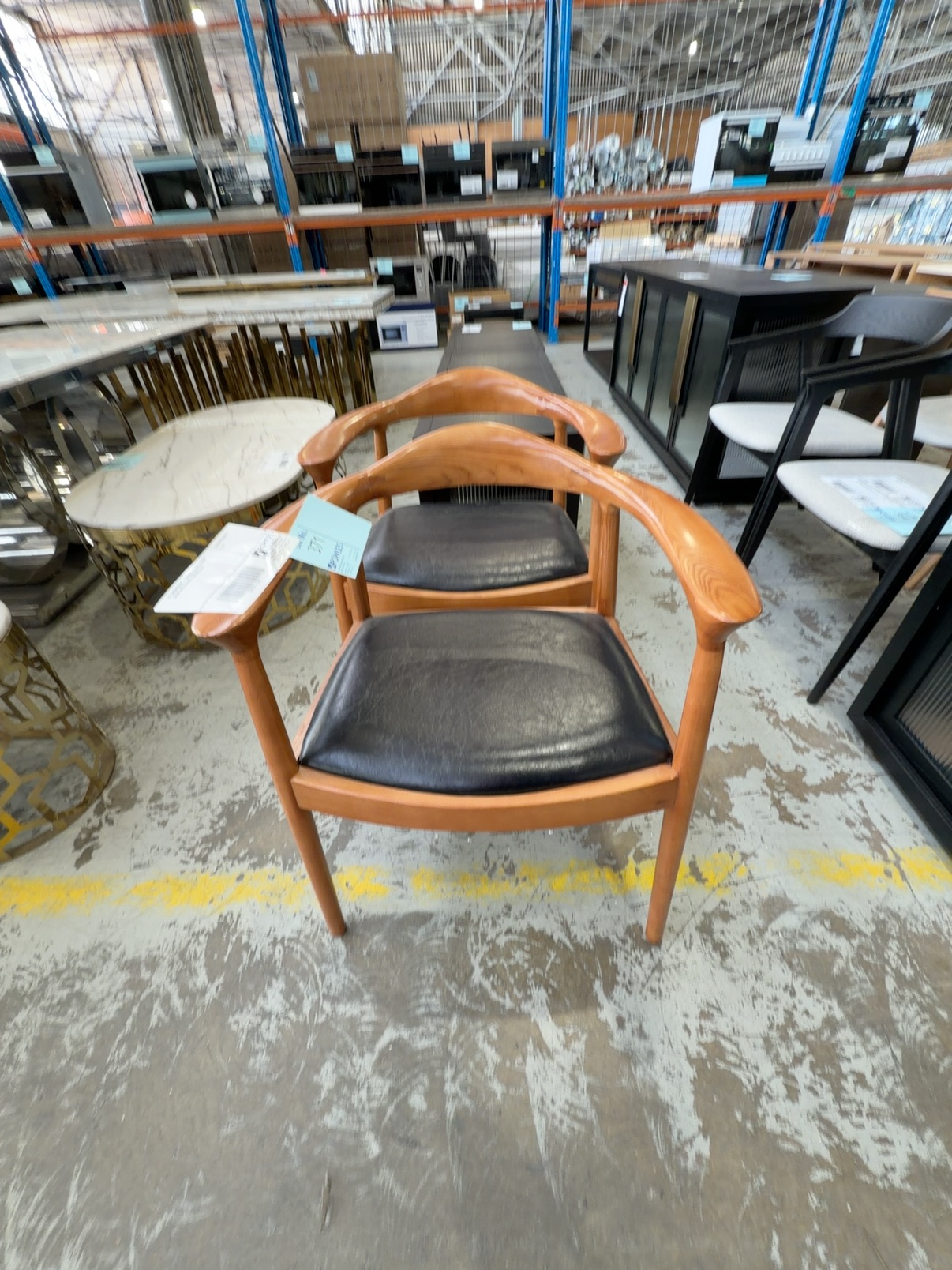EX SHOWROOM - TIMBER FRAMED DINING CHAIR WITH BLACK LEATHER SEAT EX SHOWROOM - TIMBER FRAMED DINING CHAIR WITH BLACK LEATHER SEAT