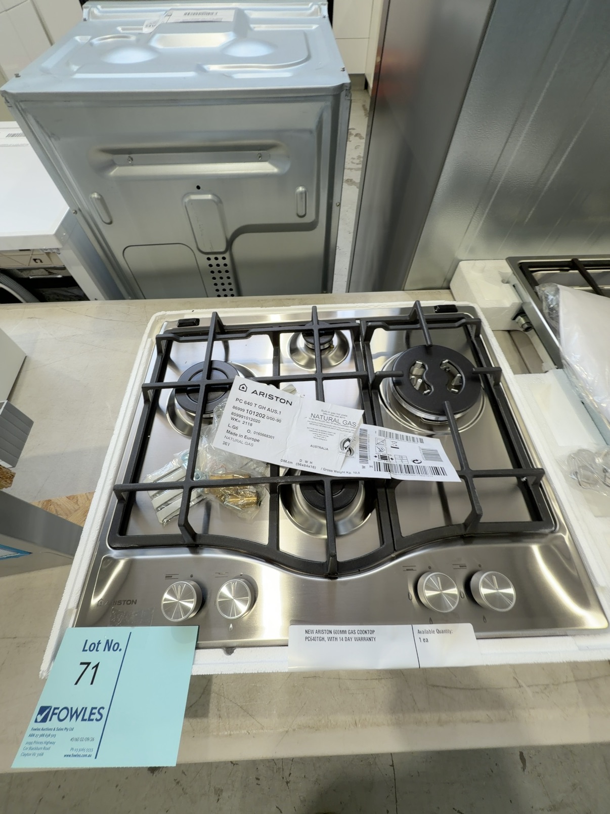 NEW ARISTON 600MM GAS COOKTOP PC640TGH, WITH 14 DAY WARRANTY NEW ARISTON 600MM GAS COOKTOP PC640TGH, WITH 14 DAY WARRANTY