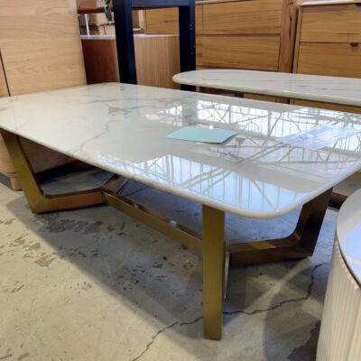 EX-SHOWROOM SIENNA STONE TOP COFFEE TABLE, SOLD AS IS EX-SHOWROOM SIENNA STONE TOP COFFEE TABLE, SOLD AS IS