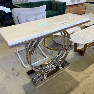 EX-SHOWROOM MONACO MARBLE CONSOLE TABLE, SOLD AS IS EX-SHOWROOM MONACO MARBLE CONSOLE TABLE, SOLD AS IS