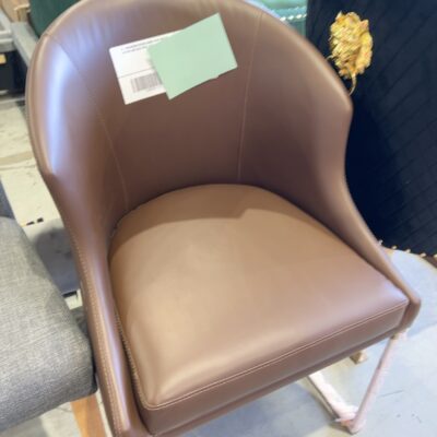EX-SHOWROOM EPSOM DINING CHAIR BROWN LEATHER AND GOLD BASE, SOLD AS IS EX-SHOWROOM EPSOM DINING CHAIR BROWN LEATHER AND GOLD BASE, SOLD AS IS
