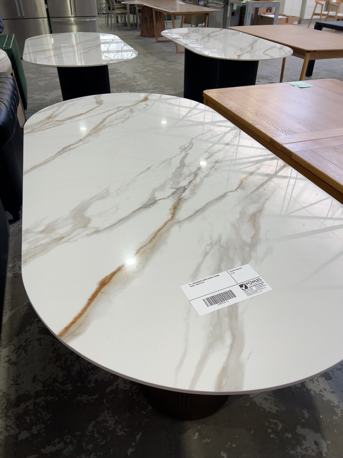 EX-SHOWROOM LISBON MARBLE DINING TABLE, SOLD AS IS EX-SHOWROOM LISBON MARBLE DINING TABLE, SOLD AS IS