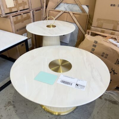 EX-SHOWROOM IMPERIAL MARBLE COFFEE TABLE WITH GOLD CENTRE, SOLD AS IS EX-SHOWROOM IMPERIAL MARBLE COFFEE TABLE WITH GOLD CENTRE, SOLD AS IS