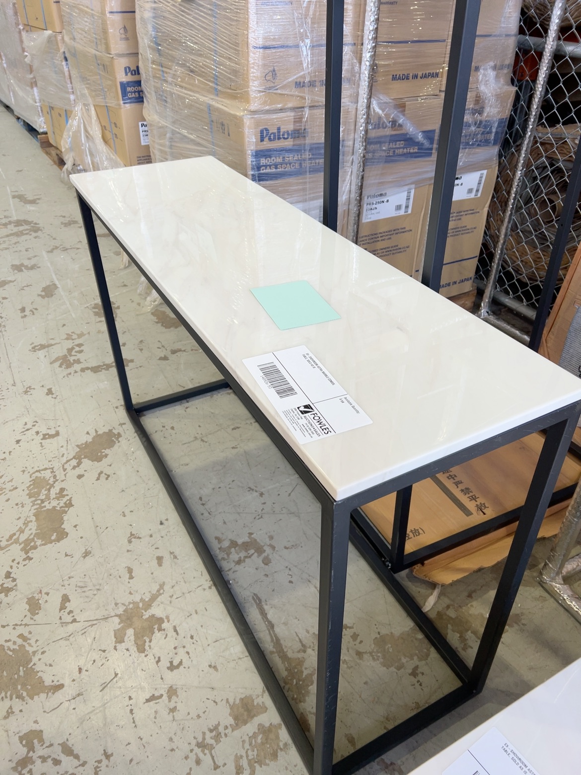 EX-SHOWROOM ASTRA MARBLE CONSOL TABLE, SOLD AS IS EX-SHOWROOM ASTRA MARBLE CONSOL TABLE, SOLD AS IS