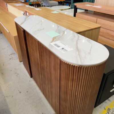EX-SHOWROOM 1500MM CONSOLE TABLE WITH MARBLE TOP AND WALNUT BASE, SOLD AS IS EX-SHOWROOM 1500MM CONSOLE TABLE WITH MARBLE TOP AND WALNUT BASE, SOLD AS IS