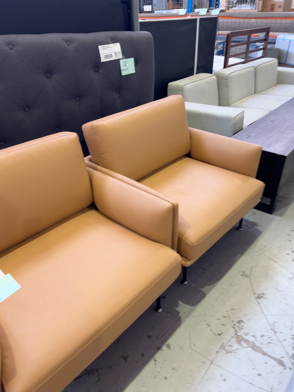 BROWN PU LEATHER ARMCHAIRS - SOLD AS IS BROWN PU LEATHER ARMCHAIRS - SOLD AS IS