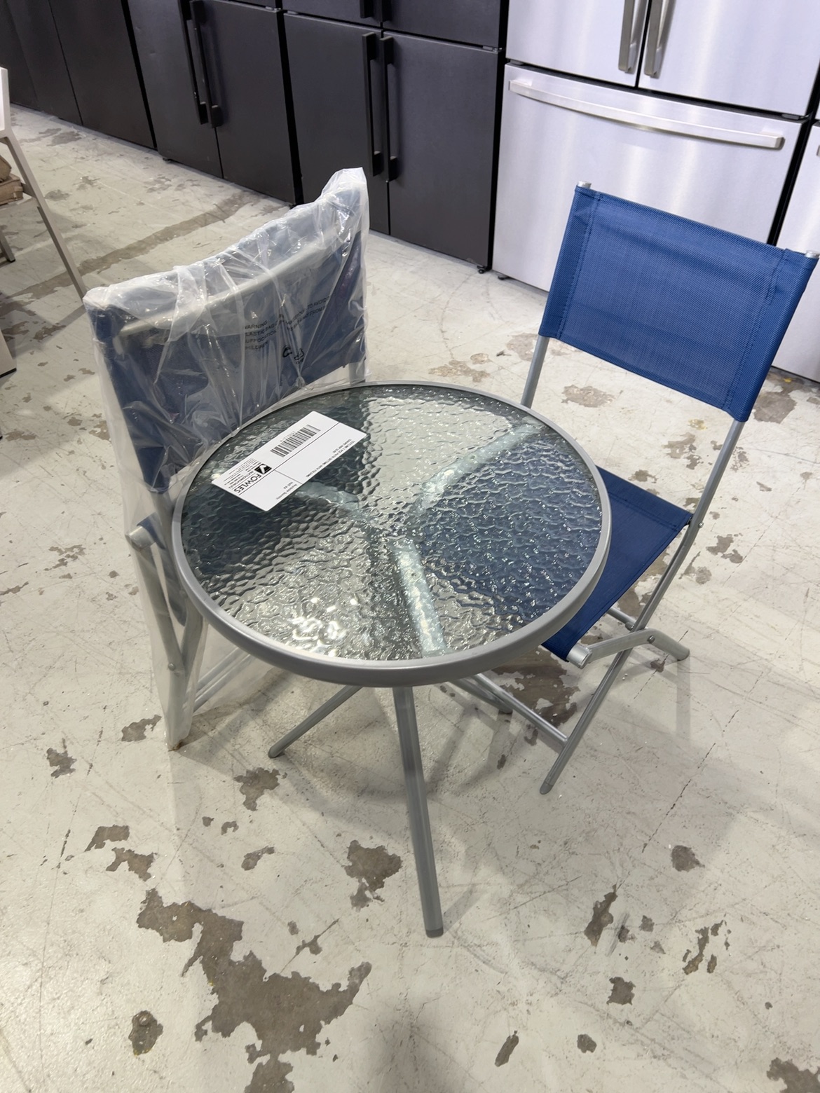 TEXTLINE 3 PCE PATIO SETTING WITH FOLDING CHAIRS RRP $249 TEXTLINE 3 PCE PATIO SETTING WITH FOLDING CHAIRS RRP $249