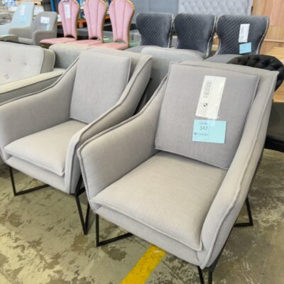 EX STAGING - GREY MODERN ARMCHAIR, SOLD AS IS EX STAGING - GREY MODERN ARMCHAIR, SOLD AS IS