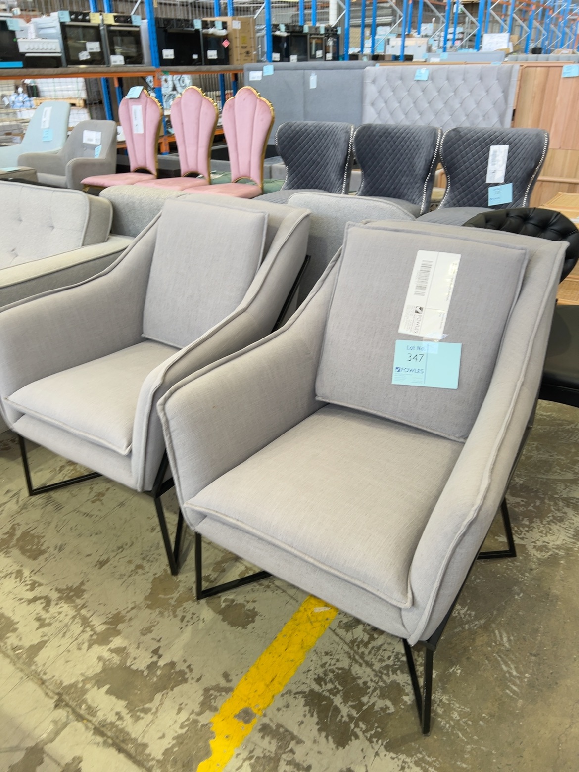 EX STAGING - GREY MODERN ARMCHAIR, SOLD AS IS EX STAGING - GREY MODERN ARMCHAIR, SOLD AS IS