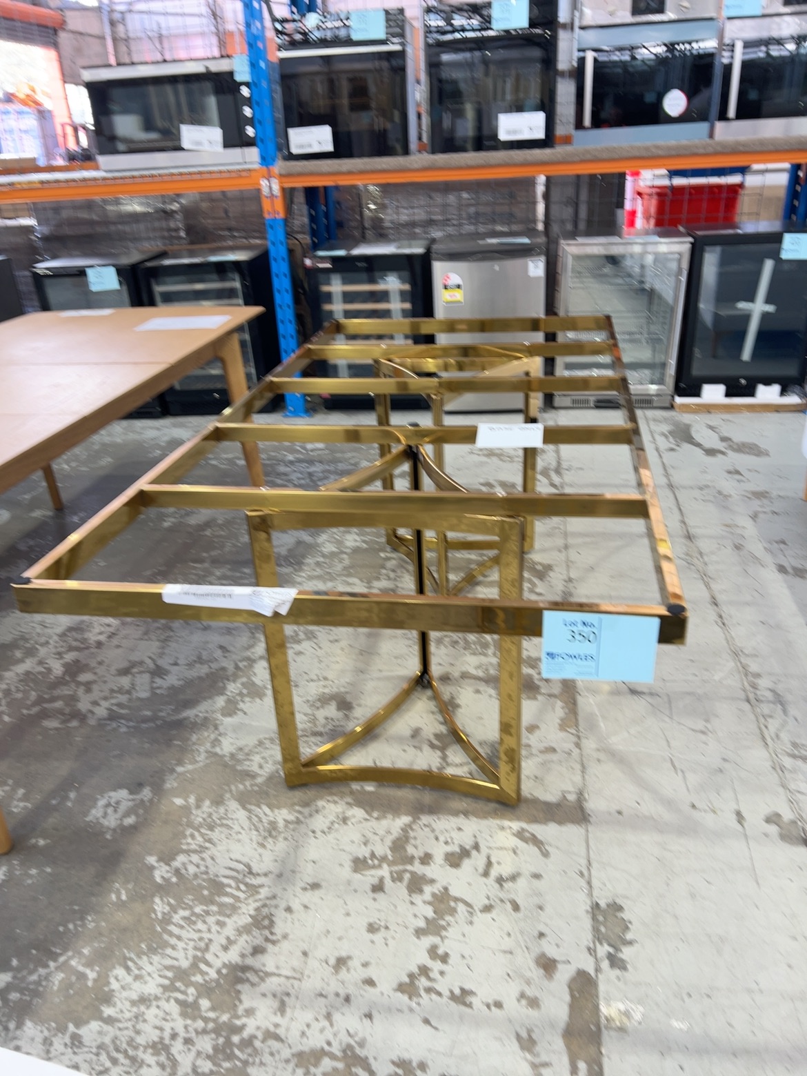 NEW GOLD FRAMED DINING TABLE BASE FRAME ONLY, SOLD AS IS NEW GOLD FRAMED DINING TABLE BASE FRAME ONLY, SOLD AS IS