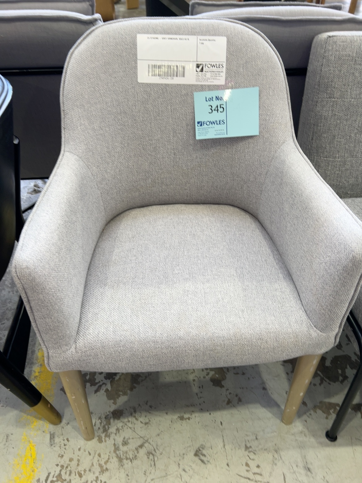 EX STAGING - GREY ARMCHAIR, SOLD AS IS EX STAGING - GREY ARMCHAIR, SOLD AS IS
