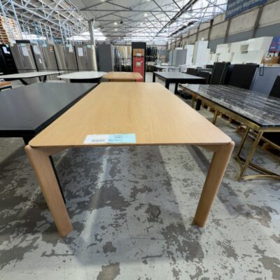 NEW ARIES 2400MM DINING TABLE, NATURAL OAK, SOLD AS IS