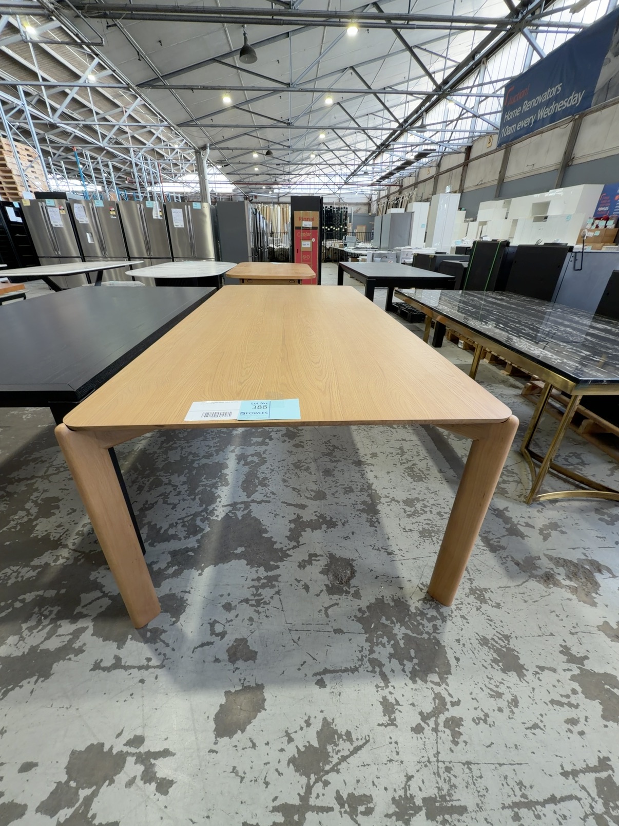 NEW ARIES 2400MM DINING TABLE, NATURAL OAK, SOLD AS IS NEW ARIES 2400MM DINING TABLE, NATURAL OAK, SOLD AS IS