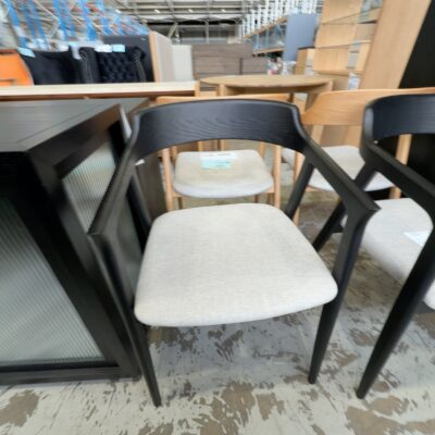 NEW NOBO BLACK OAK DINING CHAIR WITH FABRIC SEAT