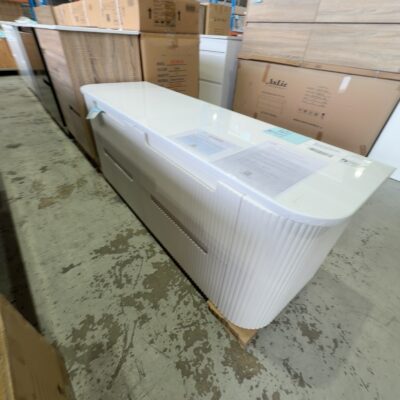 NEW AULIC CURVA 1500MM WALL HUNG VANITY, MATTE WHITE FLUTED FINISH, 4 DRAWERS WITH PUREFLAT SOLID SURFACE CURVED STONE TOP RRP$3589 CAWH46-1500-ST56FT NEW AULIC CURVA 1500MM WALL HUNG VANITY, MATTE WHITE FLUTED FINISH, 4 DRAWERS WITH PUREFLAT SOLID SURFACE CURVED STONE TOP RRP$3589 CAWH46-1500-ST56FT