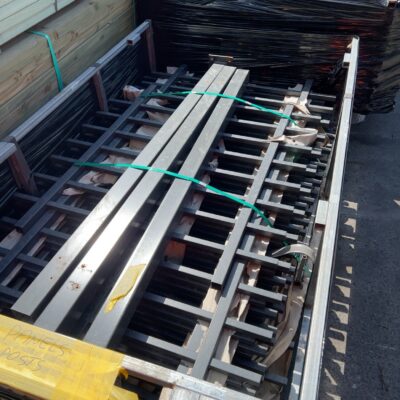 PALLET OF BLACK METAL FENCING PANELS & POSTS-(APPROX 8 PANELS & 3 POSTS)
