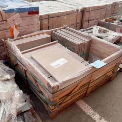 PALLET OF SAMPLE TRAVERTINE PAVERS, RAW & UNFILLED, 600 X 300 X 20MM, #13