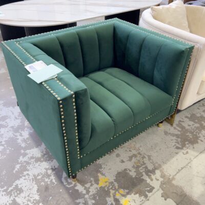 NEW MALBEC VELVET GREEN ARMCHAIR, WITH STUD DETAIL NEW MALBEC VELVET GREEN ARMCHAIR, WITH STUD DETAIL
