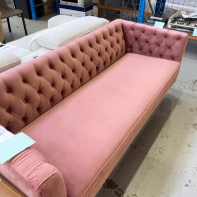 NEW SOPHIA BLUSH PINK VELVET 3 SEAT SOFA