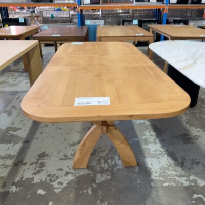 NEW TAHOE NATURAL OAK EXTENSION DINING TABLE, 1800MM - 2800MM, CROSS BASE, SOLD AS IS NEW TAHOE NATURAL OAK EXTENSION DINING TABLE, 1800MM - 2800MM, CROSS BASE, SOLD AS IS