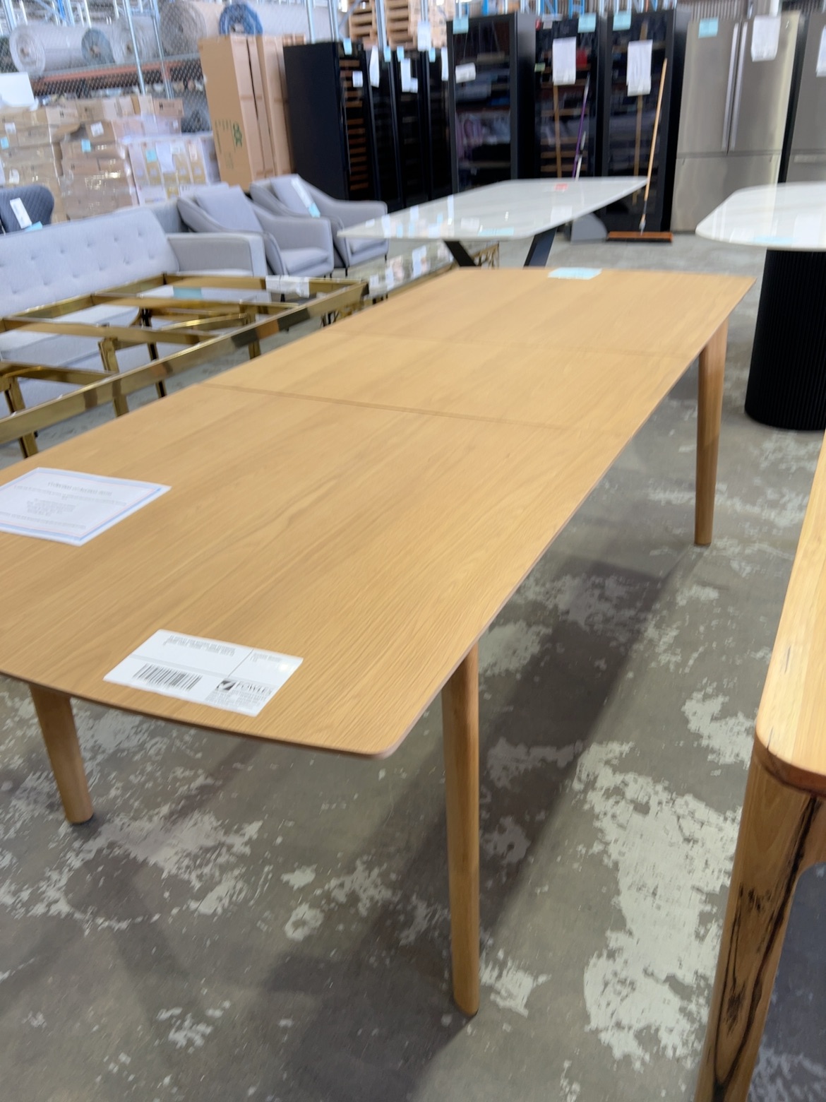 EX DISPLAY ERIN NATURAL OAK EXTENSION DINING TABLE, 1900MM - 2400MM, SOLD AS IS EX DISPLAY ERIN NATURAL OAK EXTENSION DINING TABLE, 1900MM - 2400MM, SOLD AS IS