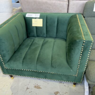 NEW MALBEC VELVET GREEN ARMCHAIR, WITH STUD DETAIL