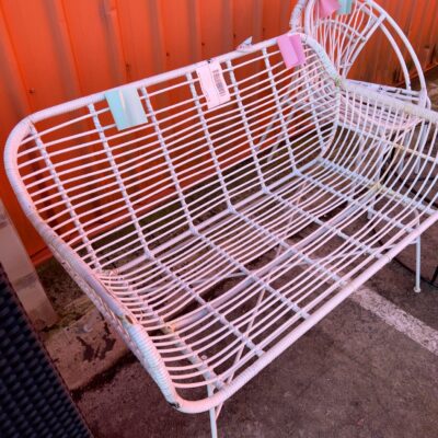 EX STAGING- 2 SEATER WHITE RATTAN LOOK SOFA , SOLD AS IS EX STAGING- 2 SEATER WHITE RATTAN LOOK SOFA , SOLD AS IS