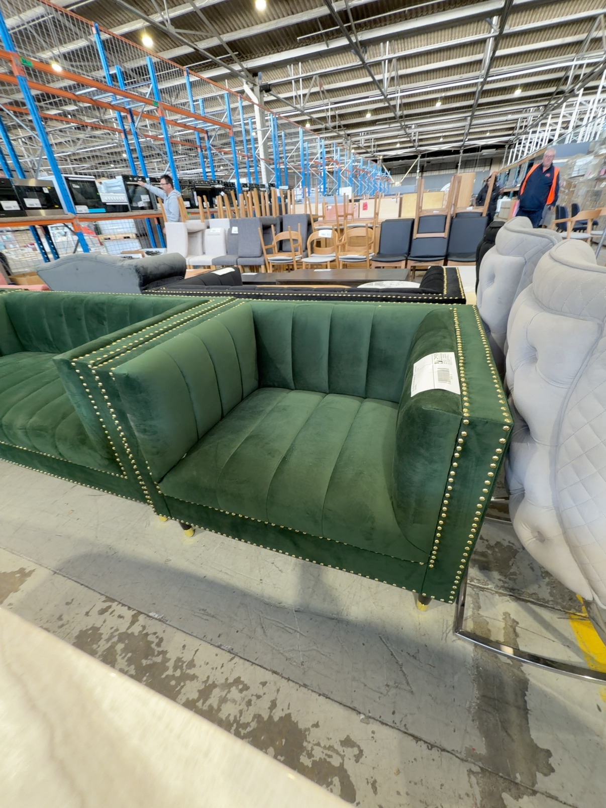 NEW MALBEC VELVET GREEN ARMCHAIR, WITH STUD DETAIL NEW MALBEC VELVET GREEN ARMCHAIR, WITH STUD DETAIL