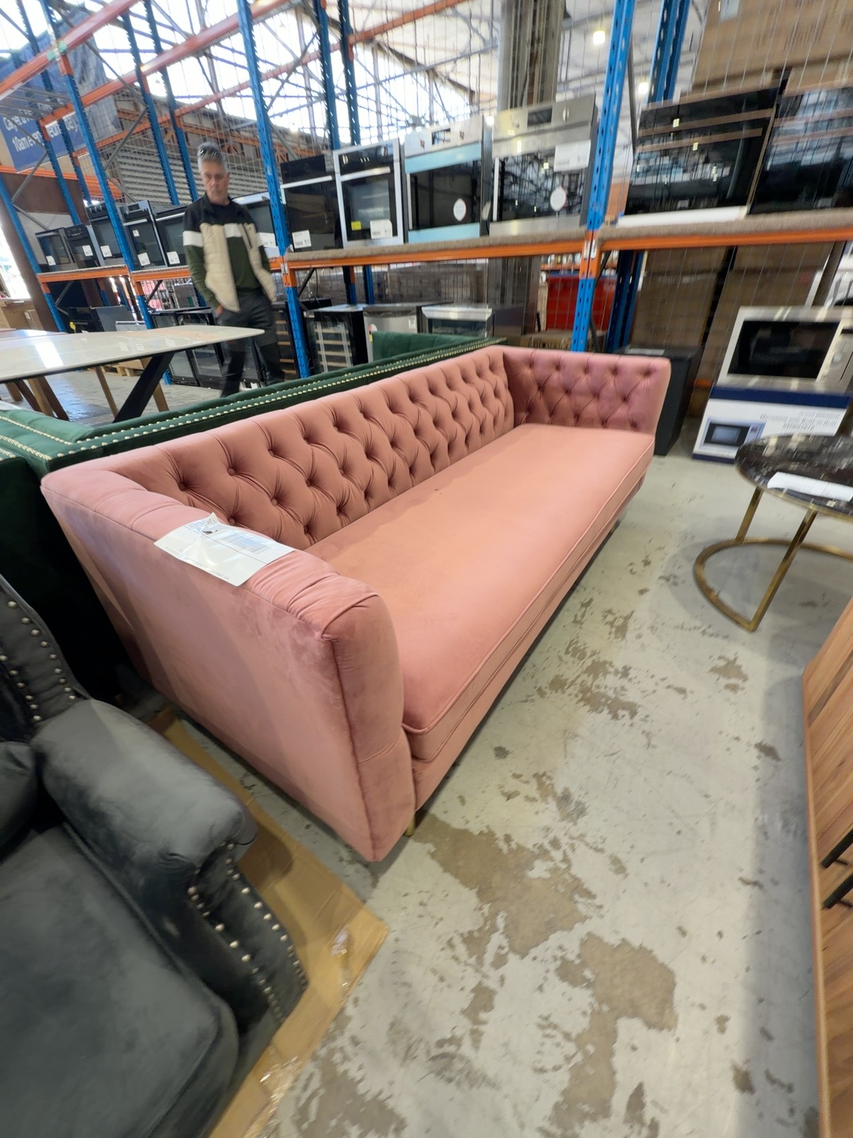 NEW SOPHIA BLUSH PINK VELVET 3 SEAT SOFA NEW SOPHIA BLUSH PINK VELVET 3 SEAT SOFA